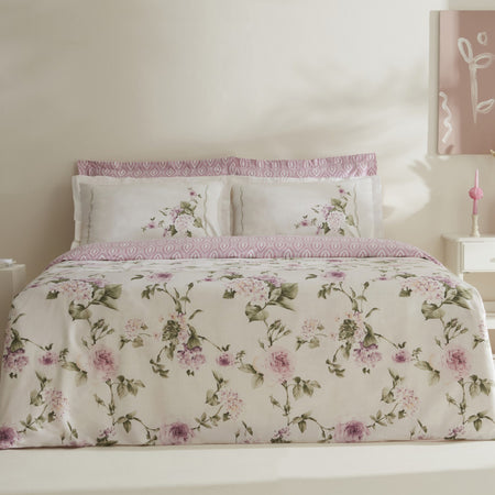 Karaca Home Rosales %100 Cotton 120 Thread Count Double Sateen Duvet Cover Set - MALLTURK