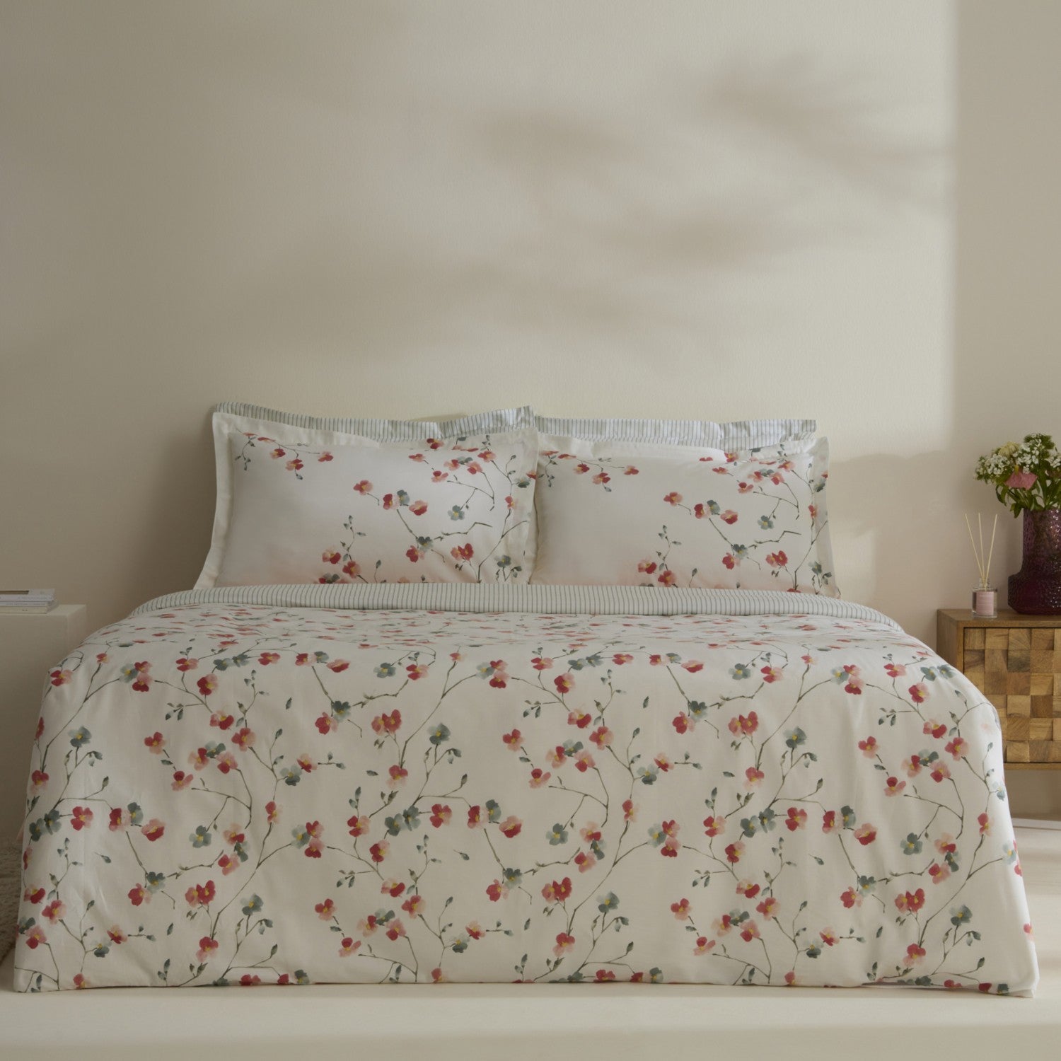 Karaca Home Lilian %100 Cotton 120 Thread Count Double Sateen Duvet Cover Set - MALLTURK