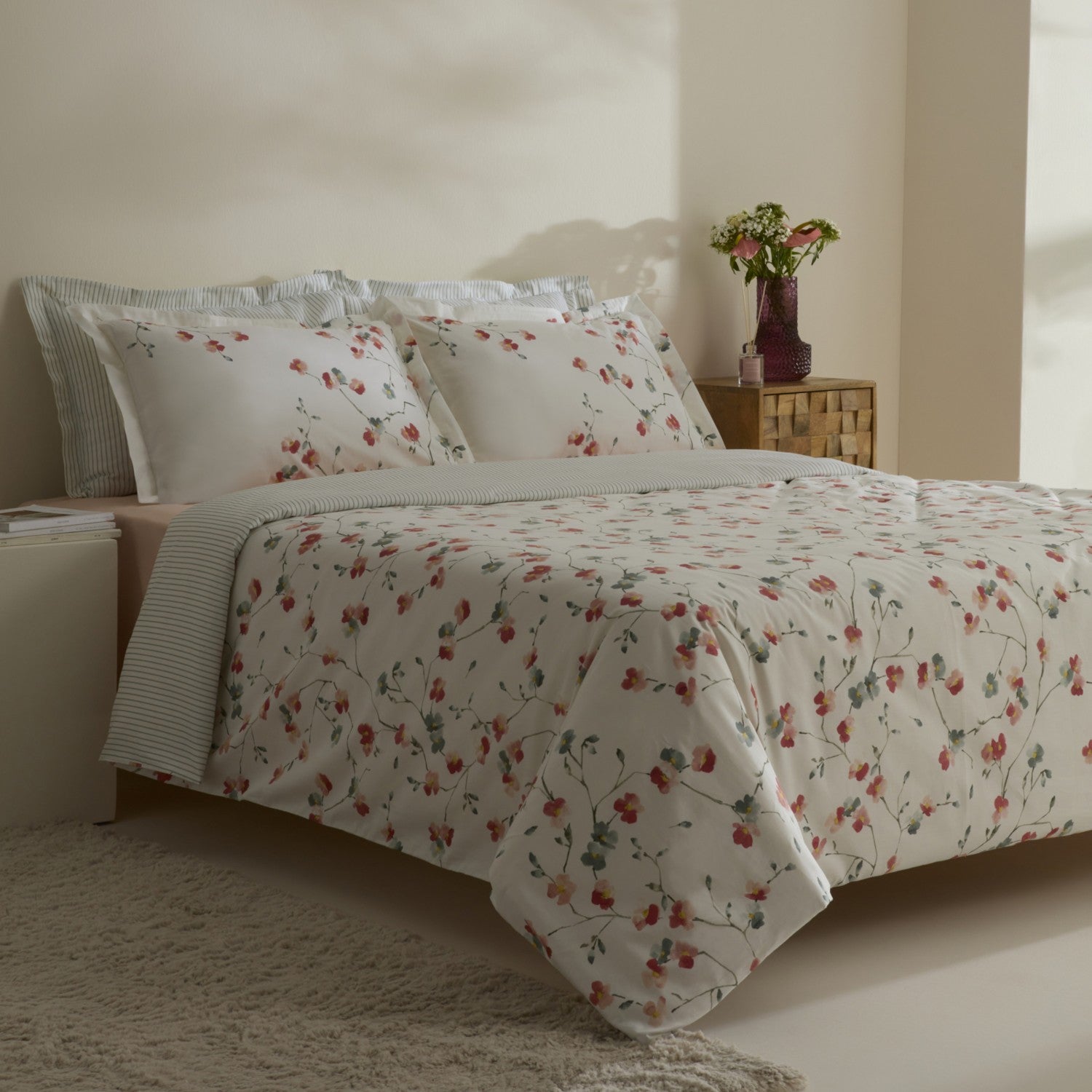 Karaca Home Lilian %100 Cotton 120 Thread Count Double Sateen Duvet Cover Set - MALLTURK