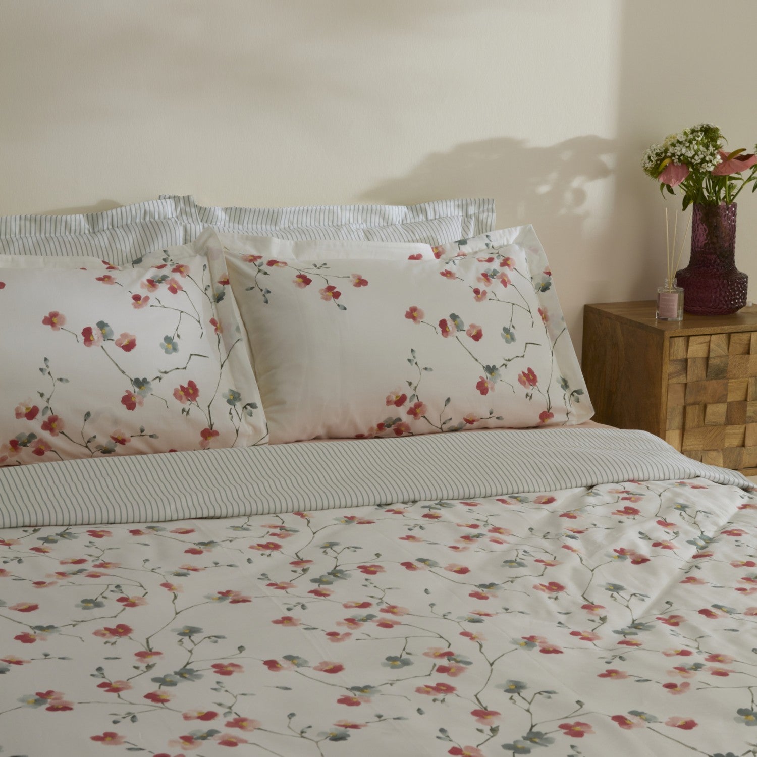 Karaca Home Lilian %100 Cotton 120 Thread Count Double Sateen Duvet Cover Set - MALLTURK
