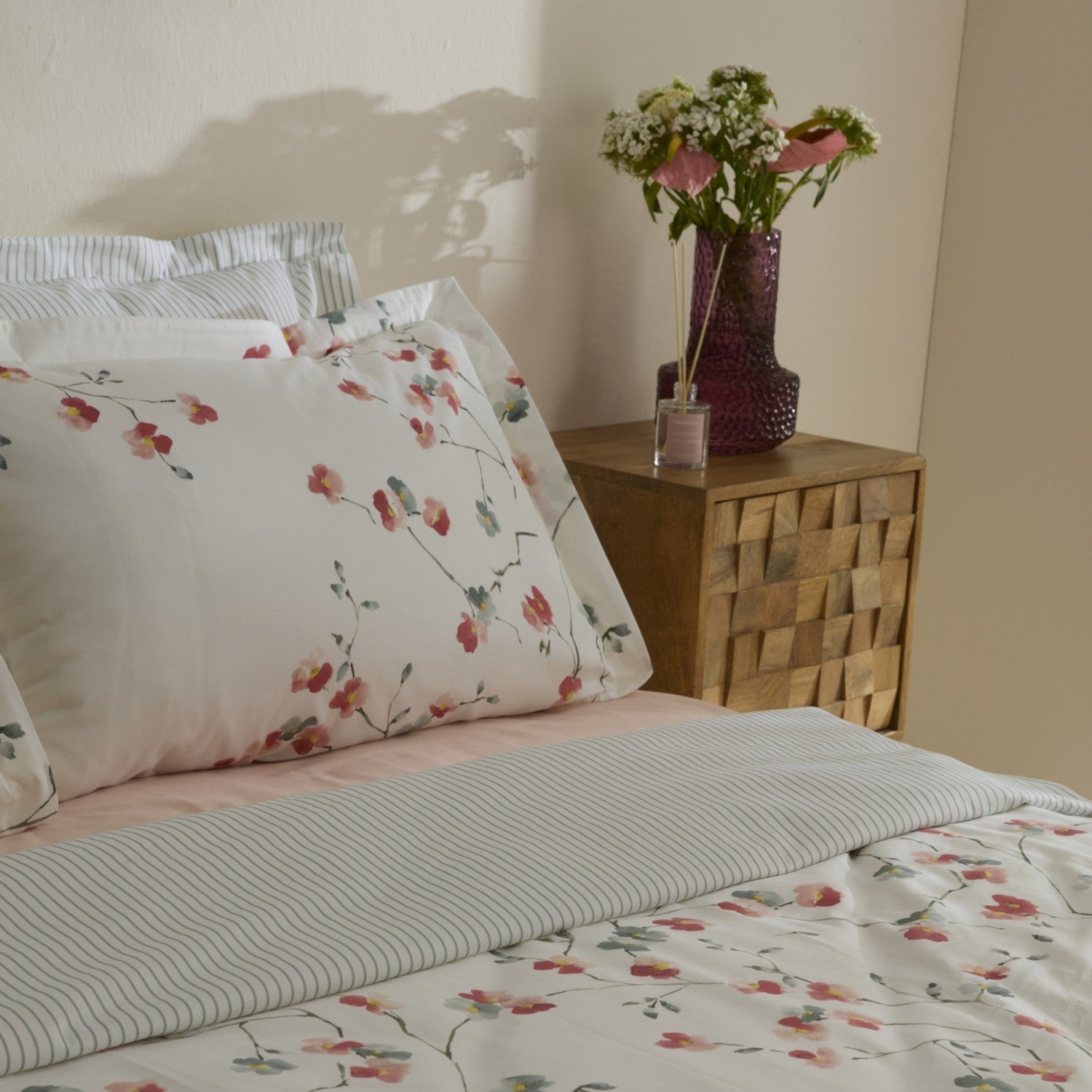 Karaca Home Lilian %100 Cotton 120 Thread Count Double Sateen Duvet Cover Set - MALLTURK