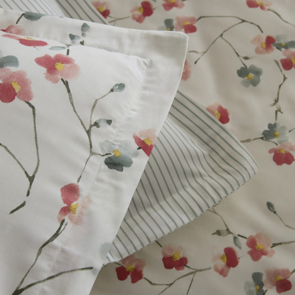 Karaca Home Lilian %100 Cotton 120 Thread Count Double Sateen Duvet Cover Set - MALLTURK
