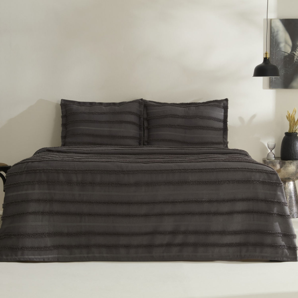 Karaca Home Arlina Bold Double Bedspread Set Anthracite - MALLTURK
