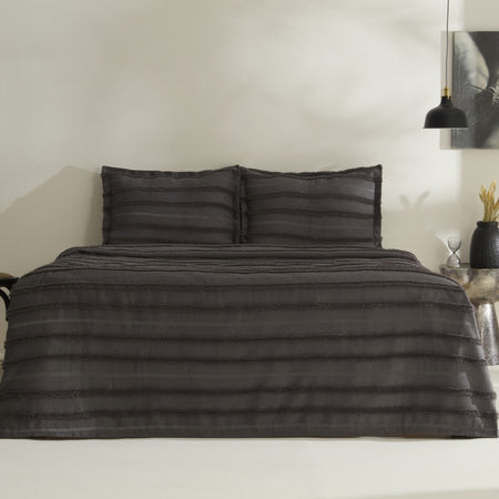 Karaca Home Arlina Bold Double Bedspread Set Anthracite - MALLTURK