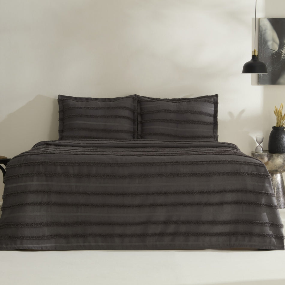 Karaca Home Arlina Bold Double Bedspread Set Anthracite - MALLTURK