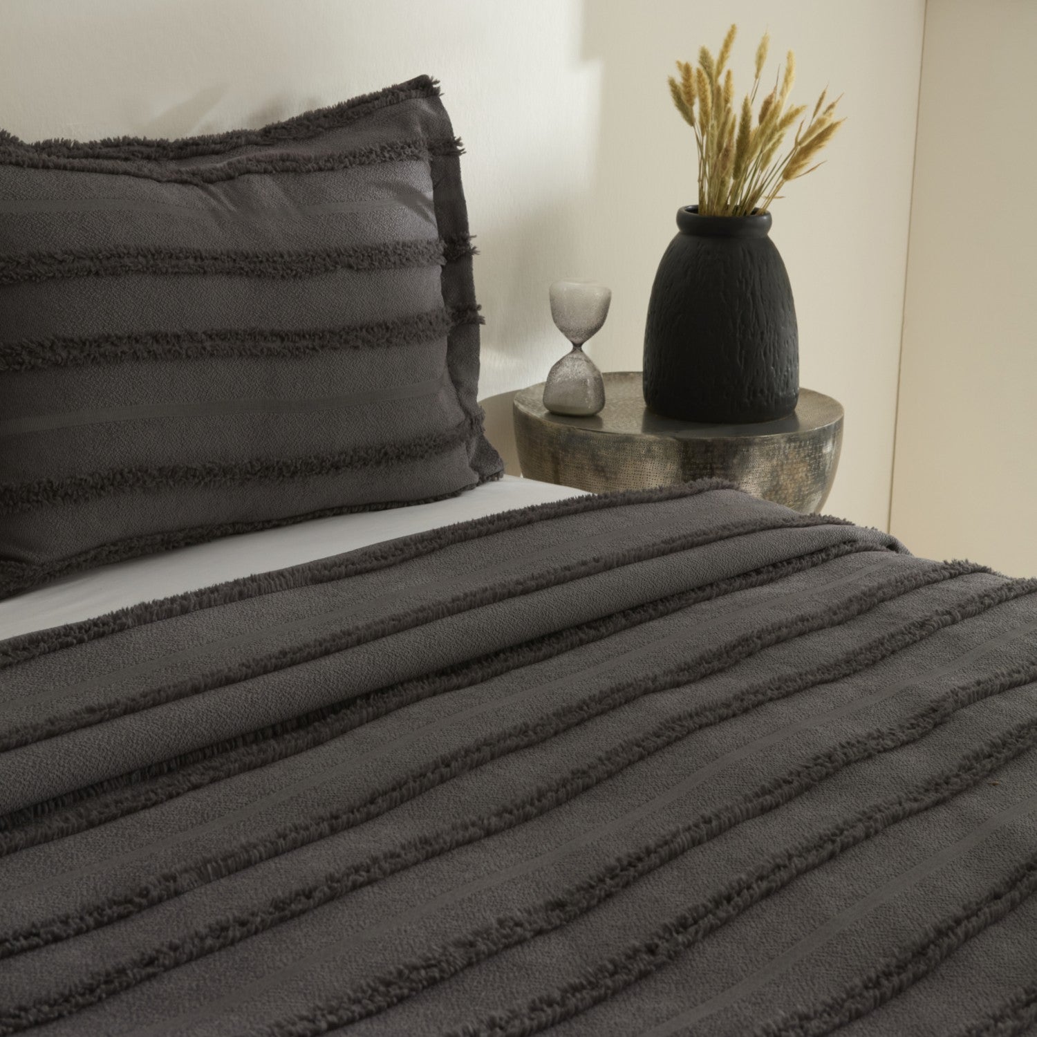 Karaca Home Arlina Bold Double Bedspread Set Anthracite - MALLTURK
