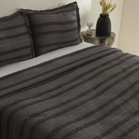 Karaca Home Arlina Bold Double Bedspread Set Anthracite - MALLTURK