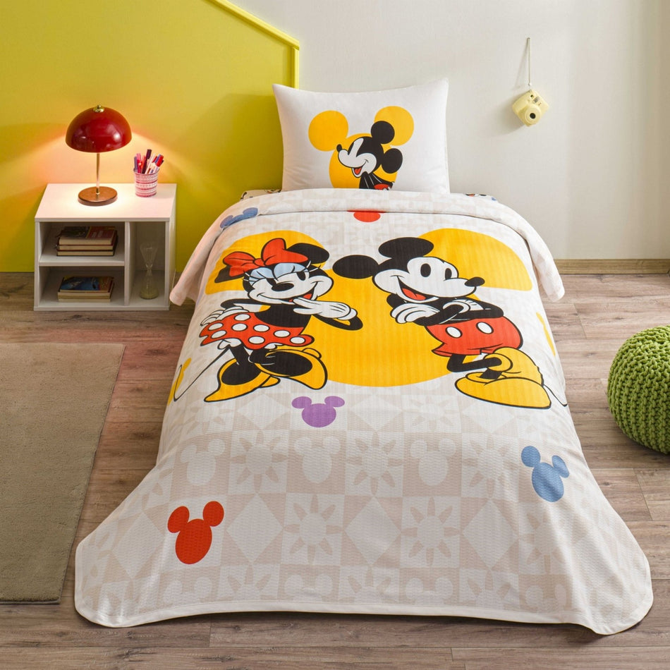 Tac Licensed disney minnie mickey botanictek kisilik Cotton Pique Bedding Set - MALLTURK