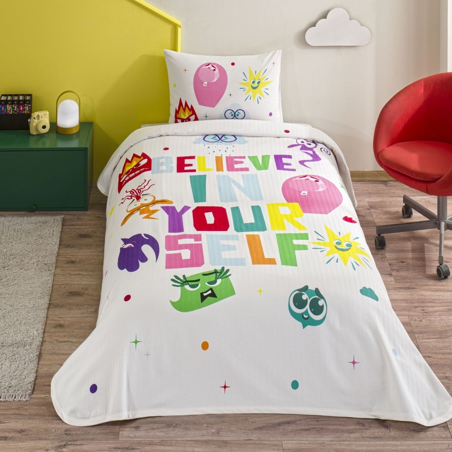 Tac Licensed disney inside out Single Cotton Pique Bedding Set - MALLTURK