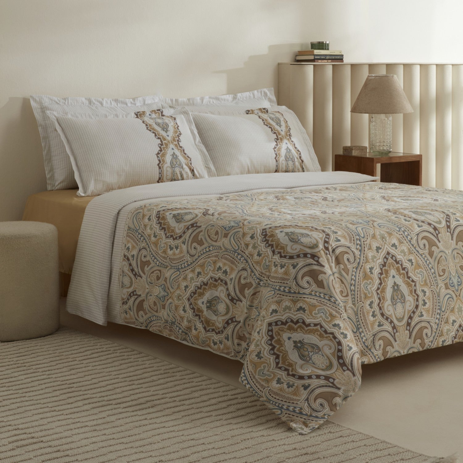 Karaca Home Lemy %100 Cotton Double Duvet Cover Set Cotton Sateen Beige - MALLTURK