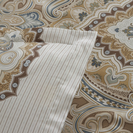 Karaca Home Lemy %100 Cotton Double Duvet Cover Set Cotton Sateen Beige - MALLTURK