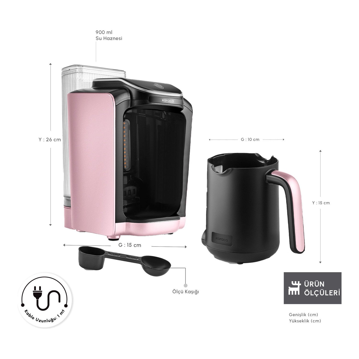 Karaca Hatir Automatic Turkish Coffee Maker with Water Tank, Rose Gold - MALLTURK