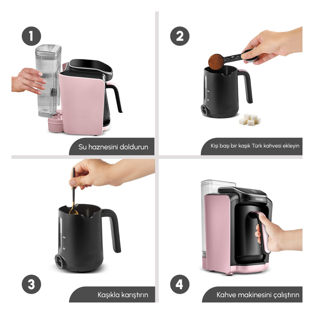 Karaca Hatir Automatic Turkish Coffee Maker with Water Tank, Rose Gold - MALLTURK