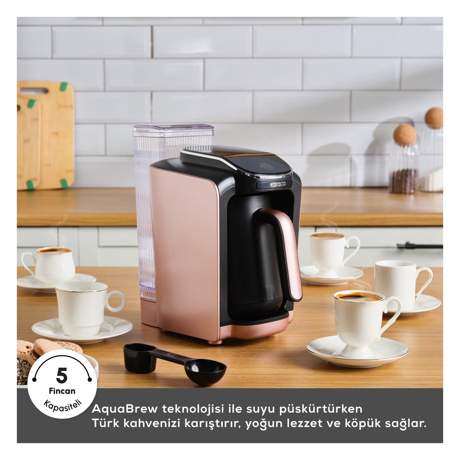 Karaca Hatir Automatic Turkish Coffee Maker with Water Tank, Rose Gold - MALLTURK