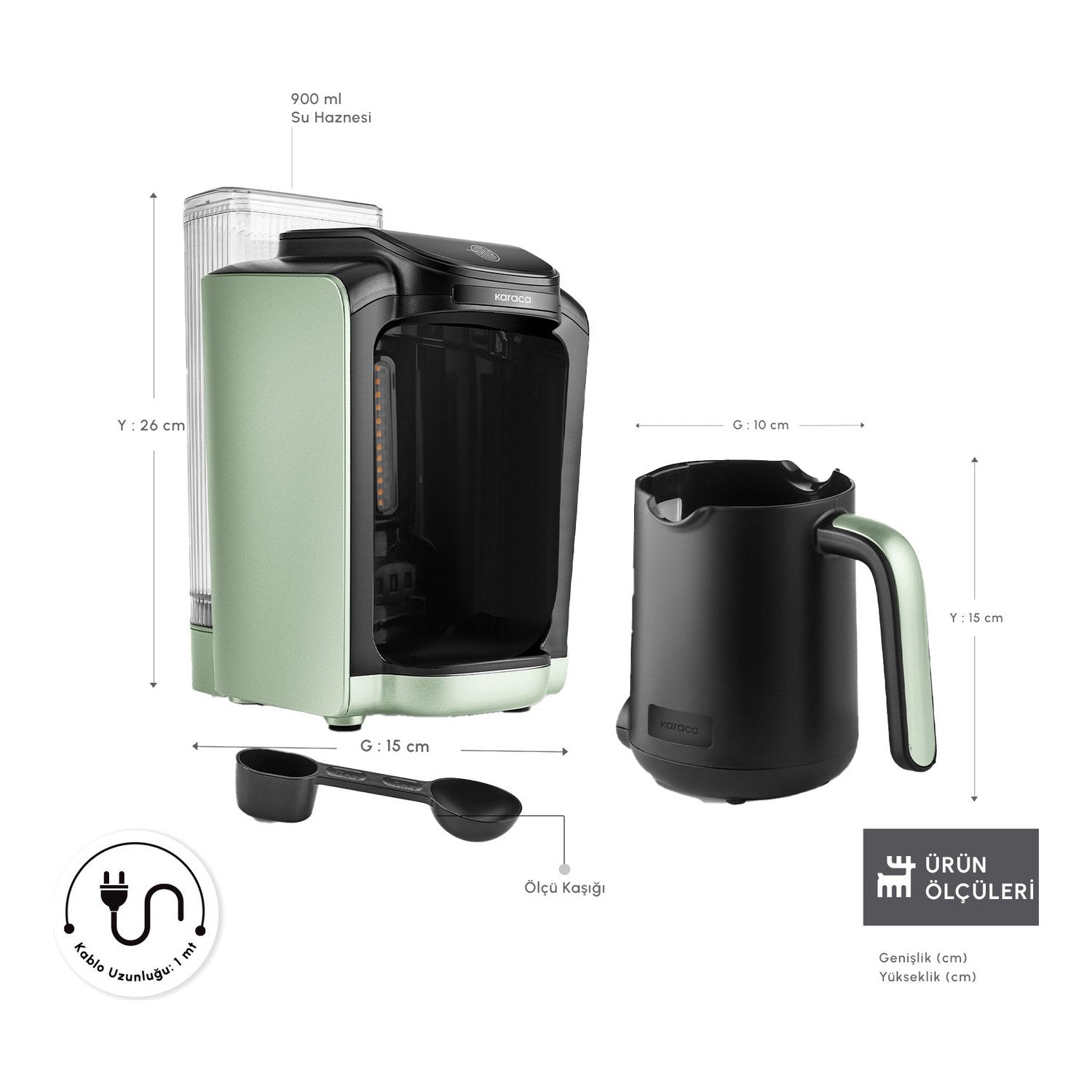 Karaca Hatir Turkish Coffee Maker with Automatic Water Tank, Cabbage Green - MALLTURK