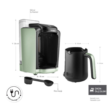 Karaca Hatir Turkish Coffee Maker with Automatic Water Tank, Cabbage Green - MALLTURK