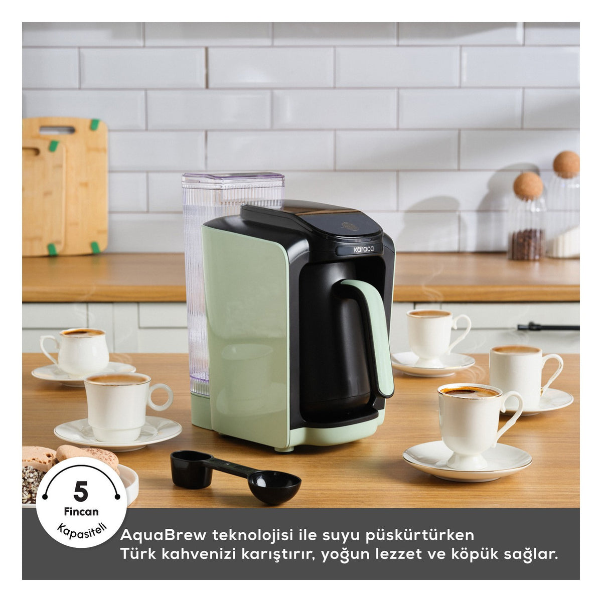 Karaca Hatir Turkish Coffee Maker with Automatic Water Tank, Cabbage Green - MALLTURK