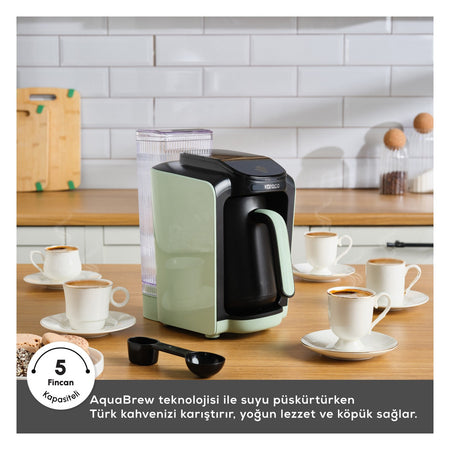 Karaca Hatir Turkish Coffee Maker with Automatic Water Tank, Cabbage Green - MALLTURK