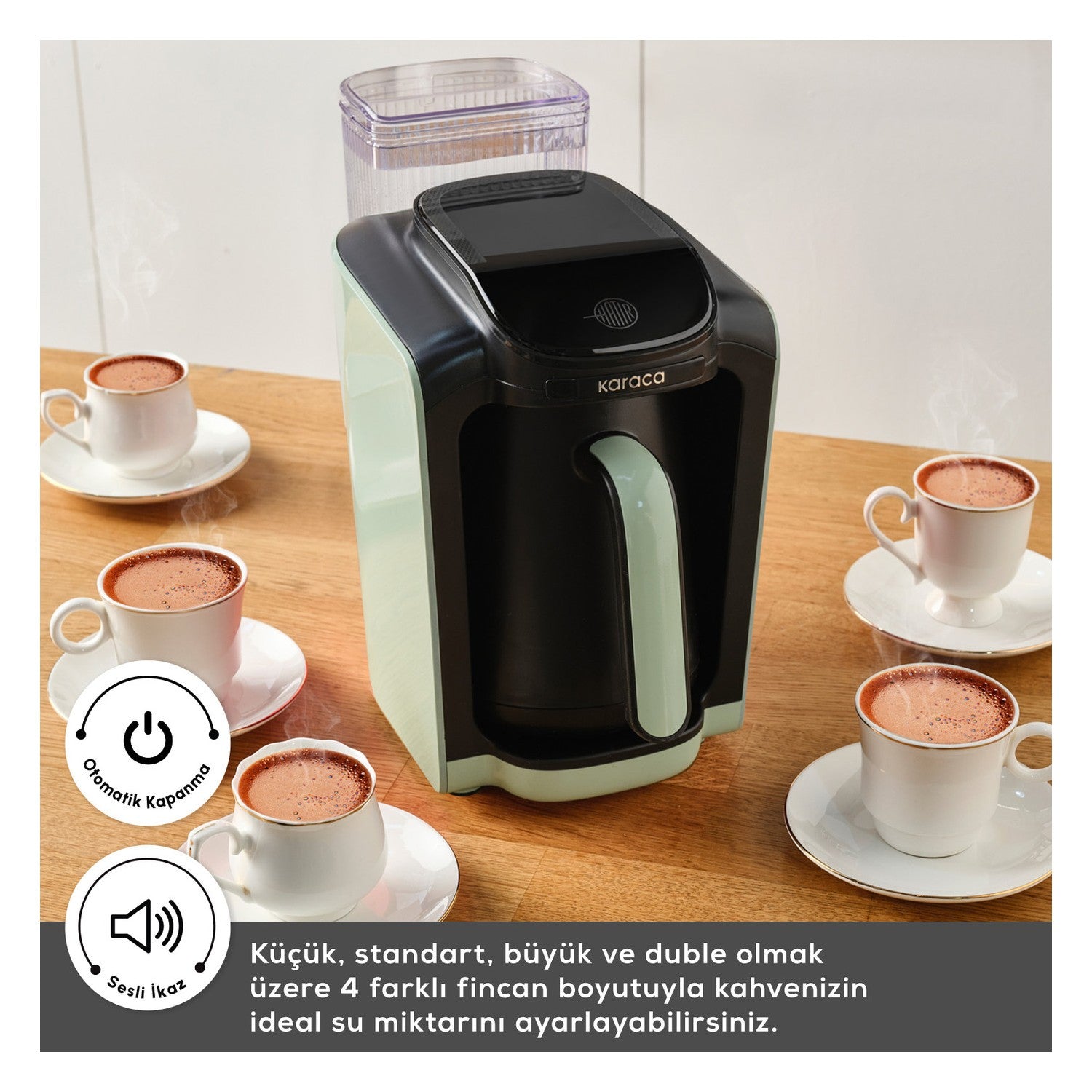 Karaca Hatir Turkish Coffee Maker with Automatic Water Tank, Cabbage Green - MALLTURK