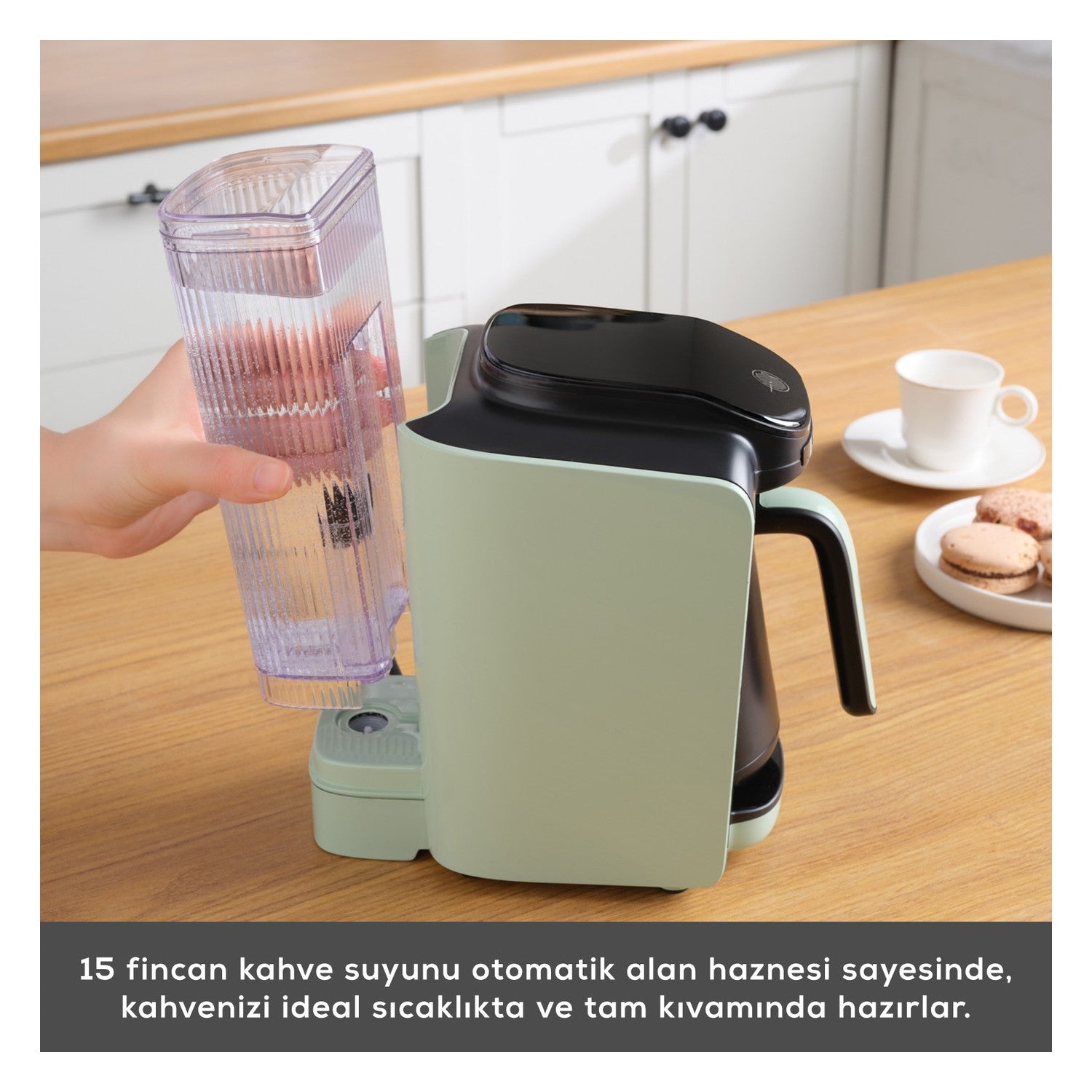 Karaca Hatir Turkish Coffee Maker with Automatic Water Tank, Cabbage Green - MALLTURK