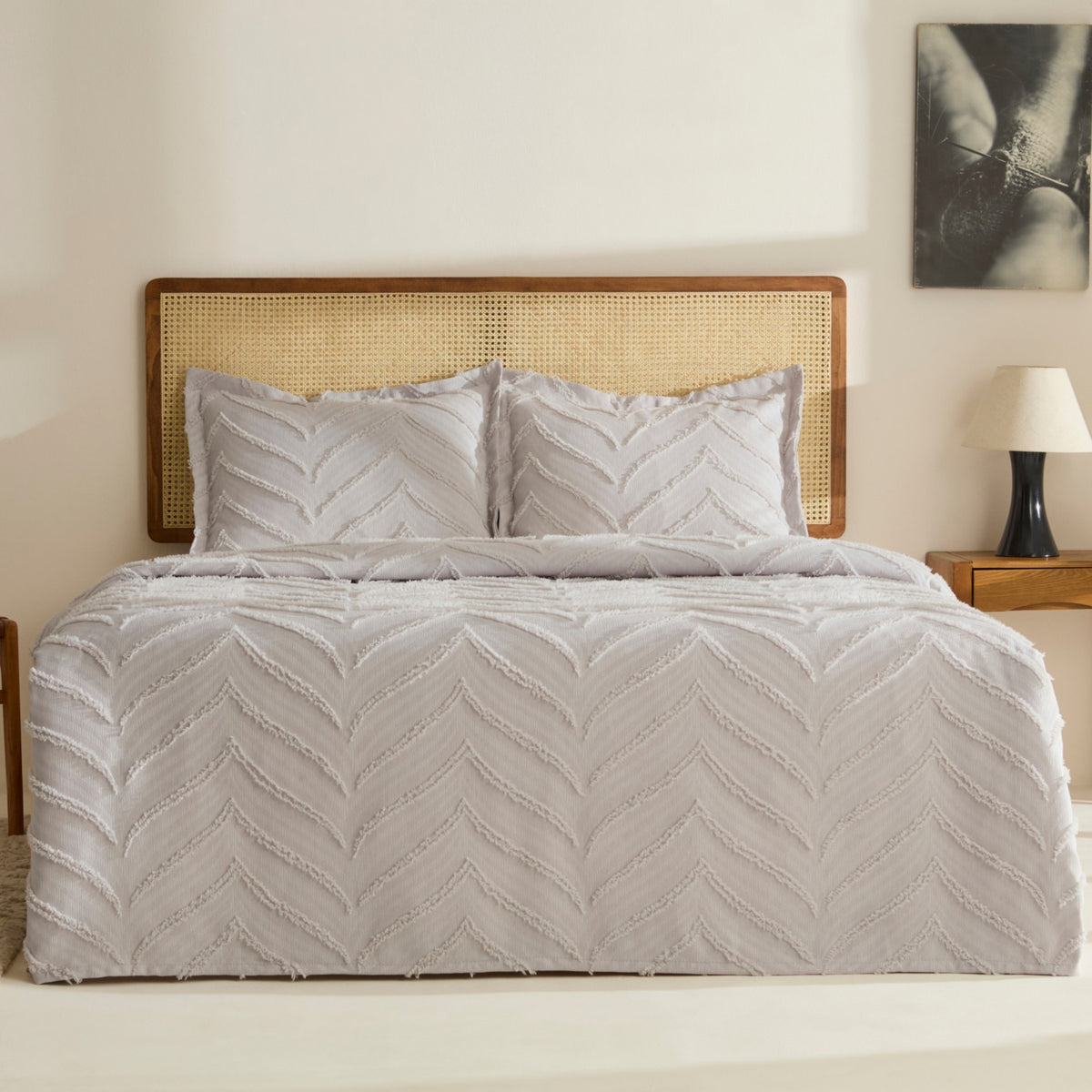 Karaca Home Arlina Geo Double Bedspread Set Grey - MALLTURK