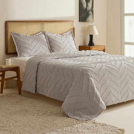 Karaca Home Arlina Geo Double Bedspread Set Grey - MALLTURK