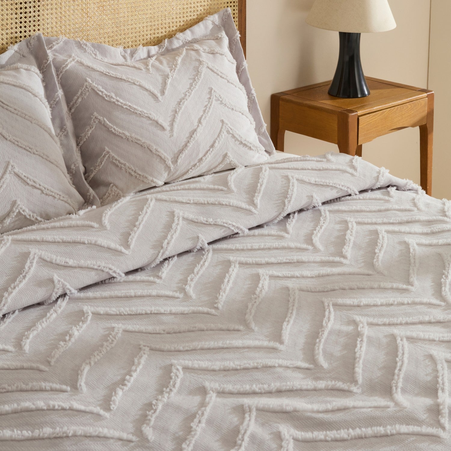 Karaca Home Arlina Geo Double Bedspread Set Grey - MALLTURK
