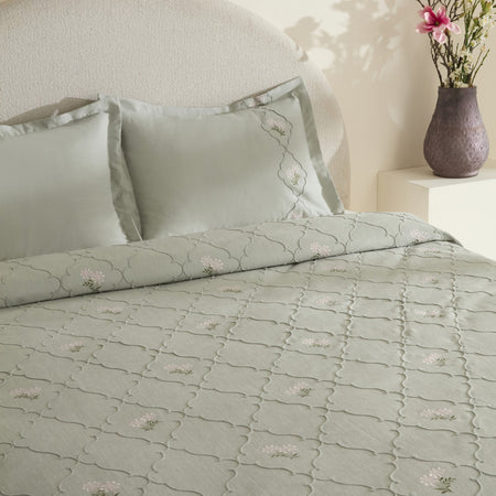 Karaca Home Myra Double Floral Bedspread Sage - MALLTURK