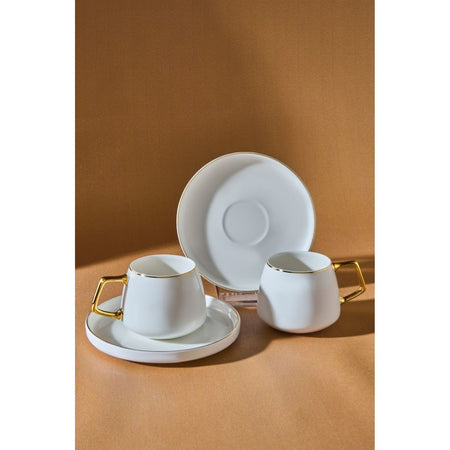 Karaca Saturn Gold Porcelain Turkish Coffee Cup Set for 2, 100 ml - MALLTURK
