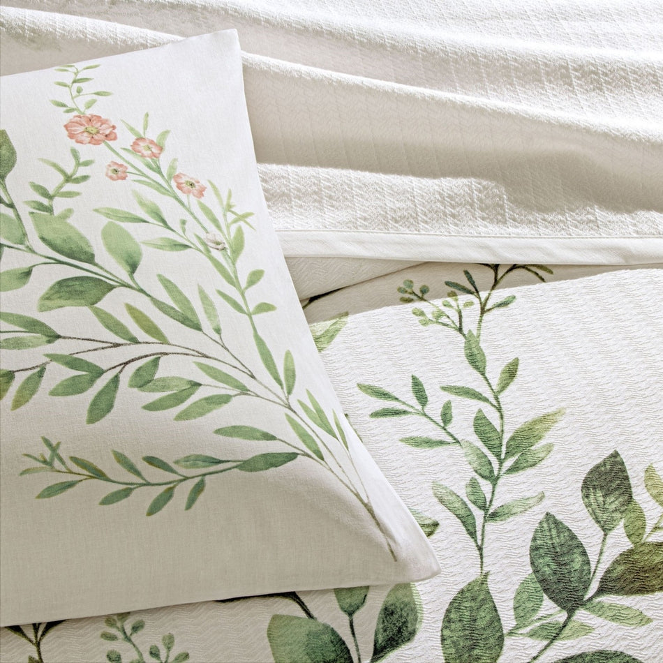 Tac Printed bloomy Double Pique Bedding Set Green - MALLTURK
