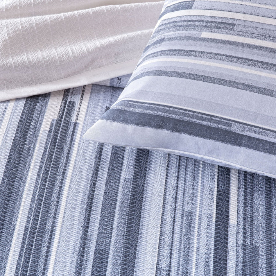 Tac Printed grid Double Pique Bedding Set Blue - MALLTURK