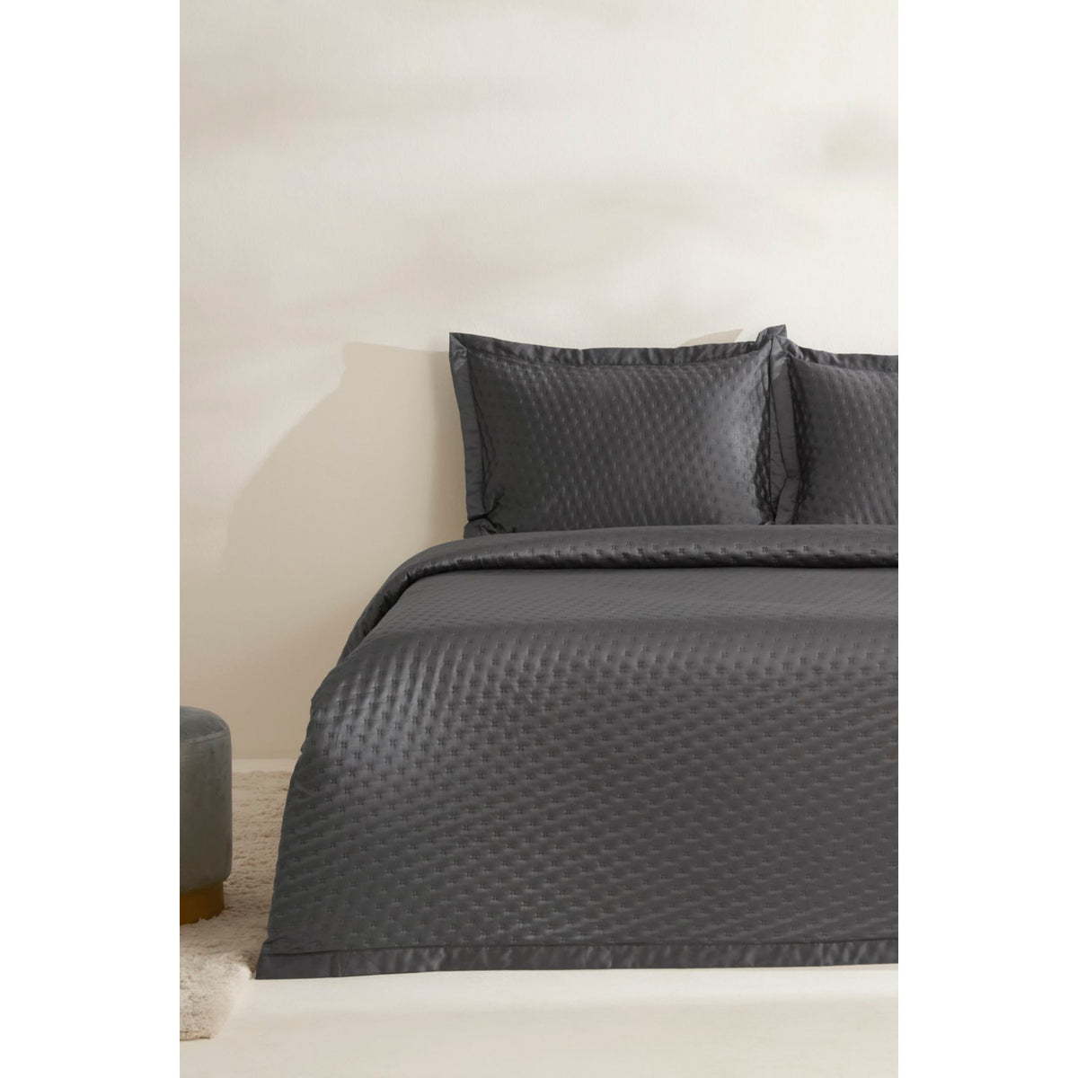 Karaca Home Alice Double Bedspread Set Anthracite - MALLTURK