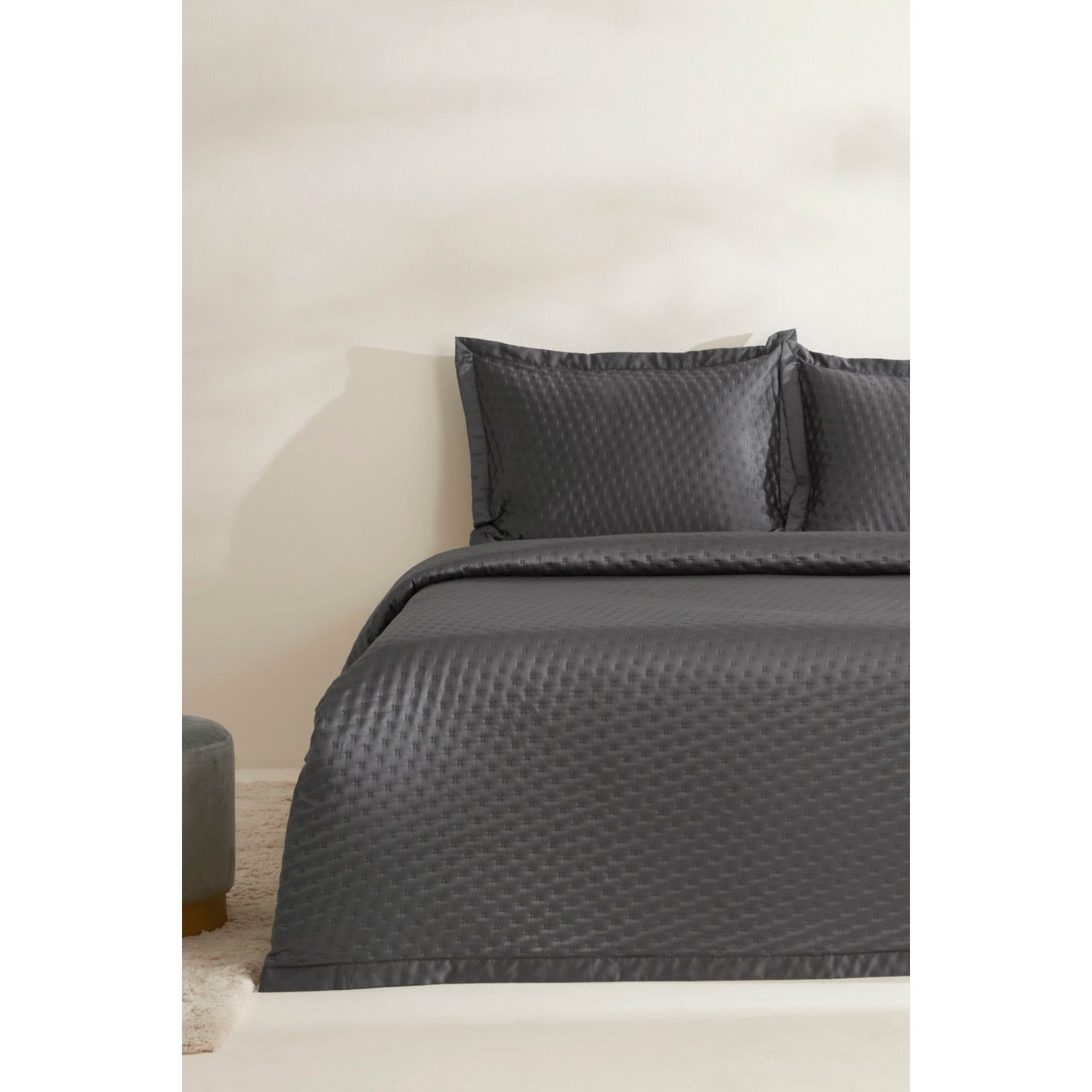 Karaca Home Alice Double Bedspread Set Anthracite - MALLTURK