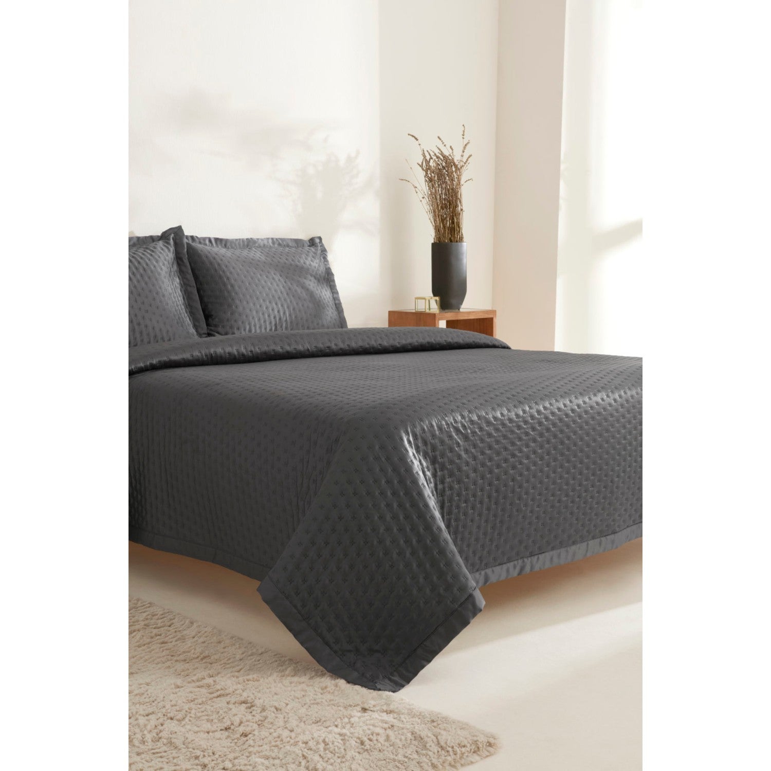Karaca Home Alice Double Bedspread Set Anthracite - MALLTURK