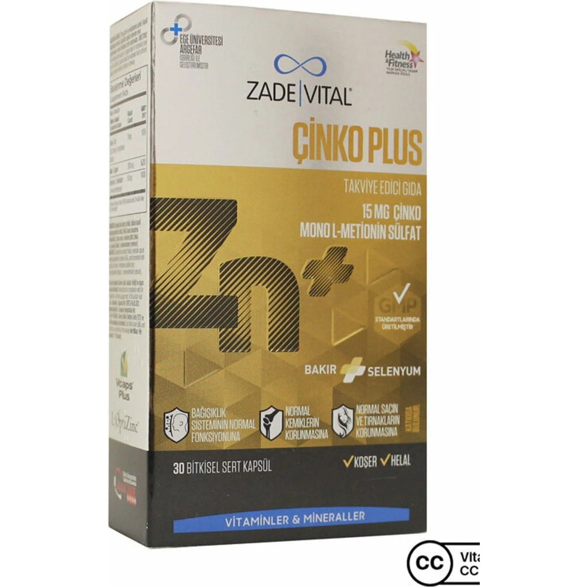 Zade Vital Zinc Plus 15 Mg 30 Capsule Turkey Origin For Adults Dietary Supplement - MALLTURK