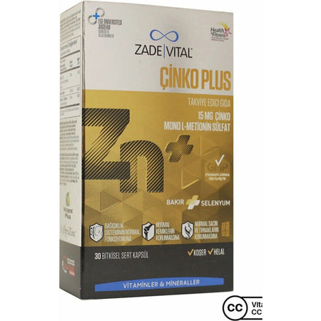 Zade Vital Zinc Plus 15 Mg 30 Capsule Turkey Origin For Adults Dietary Supplement - MALLTURK