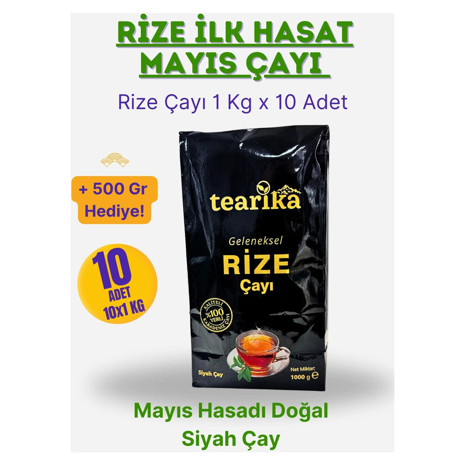 Tearika Geleneksel Rize tea 1 kg x 10 pieces Mayis Hasadi natural black tea + 500 g Hediye! - MALLTURK