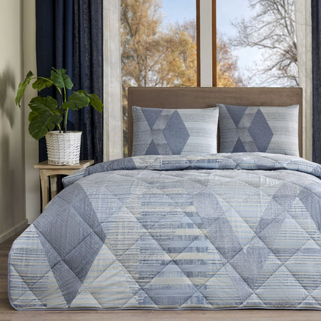 Tac Ellis Ranforce Double Duvet Set Blue - MALLTURK