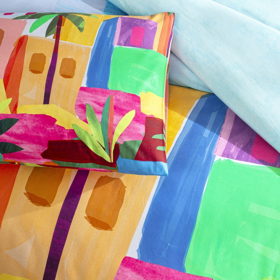 Tac Lyona Ranforce Blue Patterned Double Duvet Cover Set 200 x 220 cm - MALLTURK