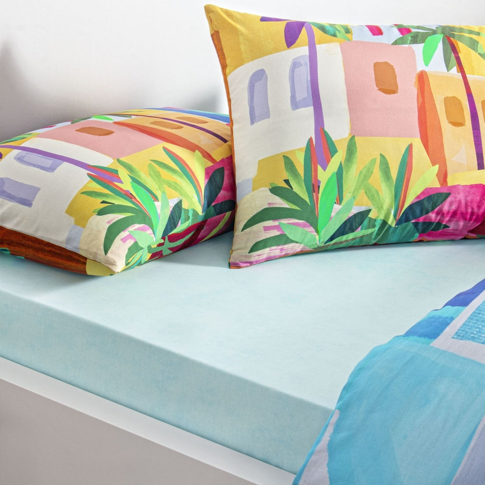 Tac Lyona Ranforce Blue Patterned Double Duvet Cover Set 200 x 220 cm - MALLTURK