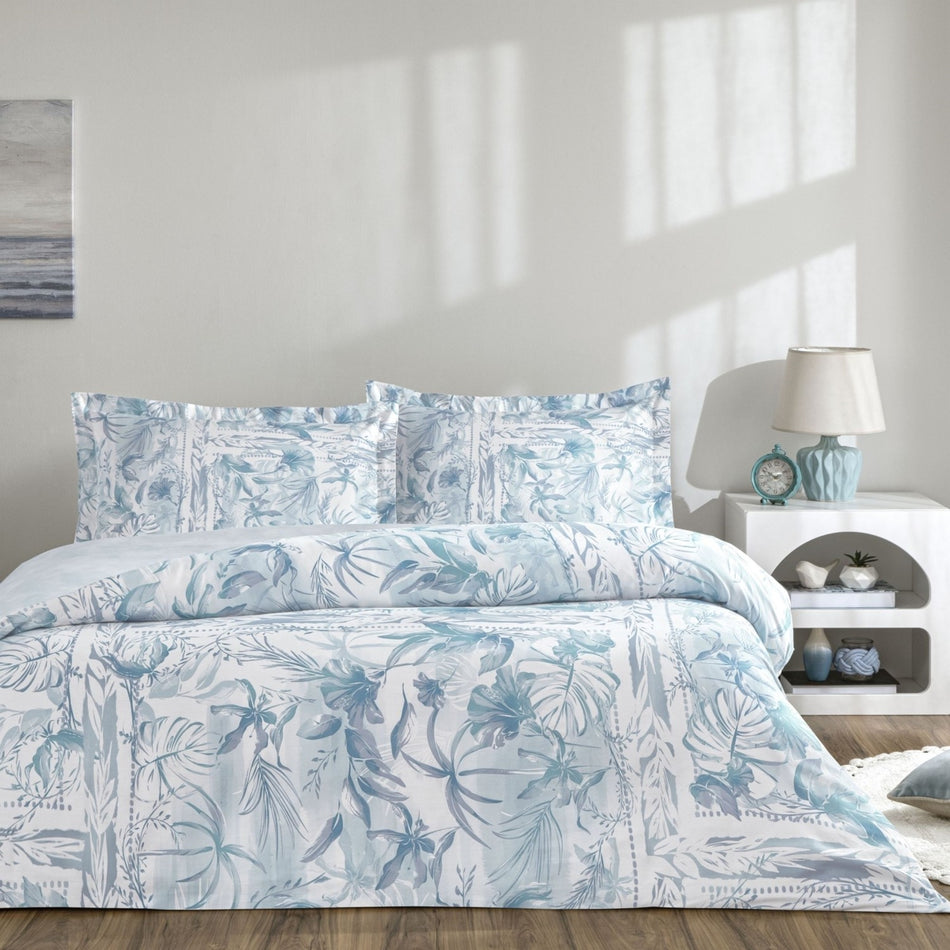 Tac Velora Sateen Double Duvet Cover Set Blue - MALLTURK