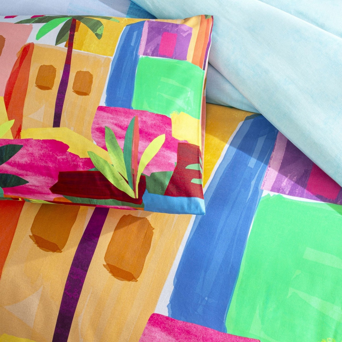 Tac Lyona Single Duvet Cover Set Blue 160 x 220 cm Patterned Cotton Kumas - MALLTURK
