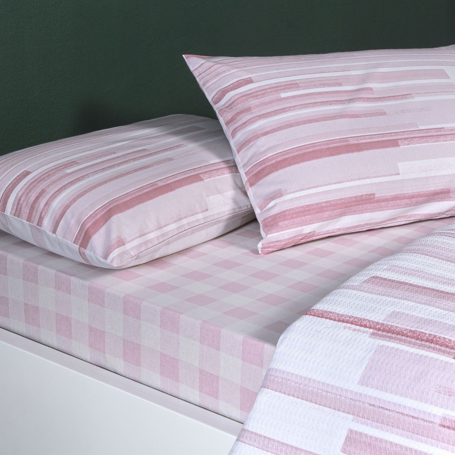 Tac Printed grid Single Pique Bedding Set Pink - MALLTURK