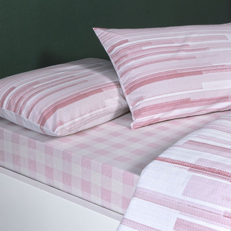 Tac Printed grid Single Pique Bedding Set Pink - MALLTURK