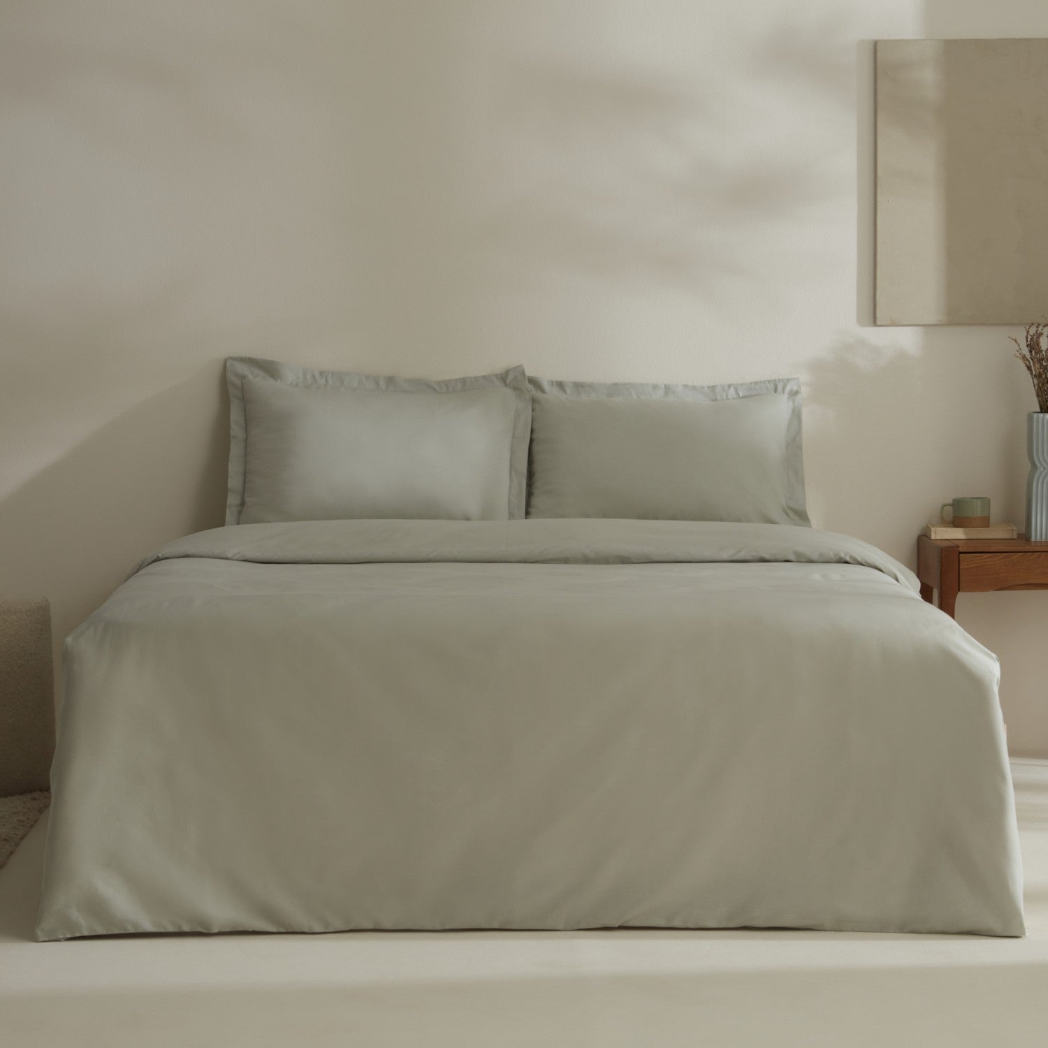 Karaca Home Jemma 120 Thread Count %100 Cotton Sateen Double Duvet Cover Set Green - MALLTURK