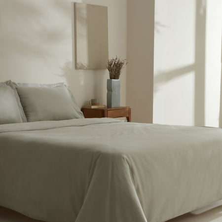Karaca Home Jemma 120 Thread Count %100 Cotton Sateen Double Duvet Cover Set Green - MALLTURK