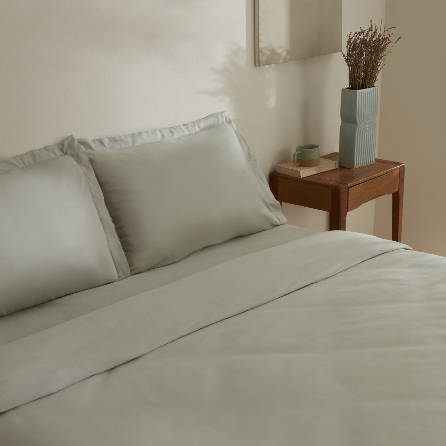 Karaca Home Jemma 120 Thread Count %100 Cotton Sateen Double Duvet Cover Set Green - MALLTURK