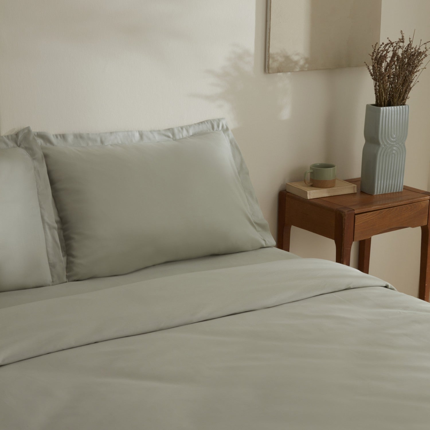 Karaca Home Jemma 120 Thread Count %100 Cotton Sateen Double Duvet Cover Set Green - MALLTURK