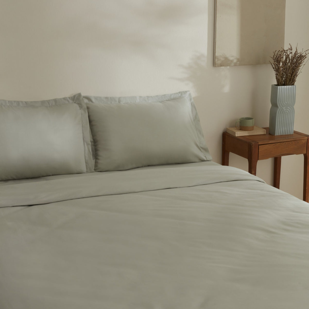 Karaca Home Jemma 120 Thread Count %100 Cotton Sateen Double Duvet Cover Set Green - MALLTURK