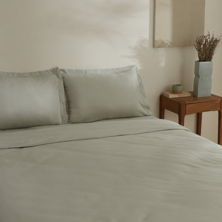 Karaca Home Jemma 120 Thread Count %100 Cotton Sateen Double Duvet Cover Set Green - MALLTURK
